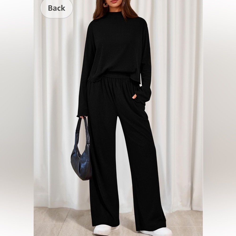 BTFBM Women's 2-piece 2025 Fall  Sweatshirt/Sweatsuit/Lounge Set, black, large